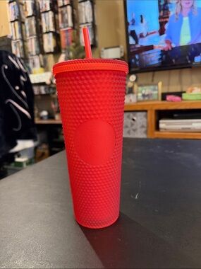 Starbucks Red Textured Studded Tumbler with Straw